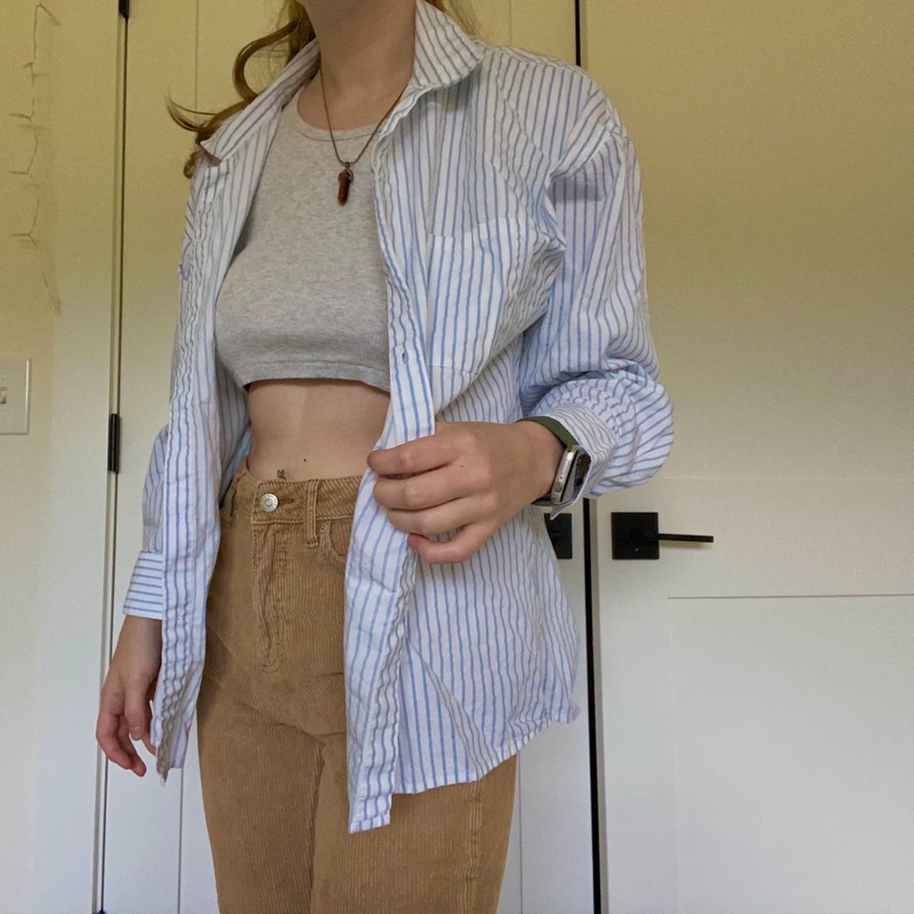 Urban Outfitters blue and white striped button down, size medium